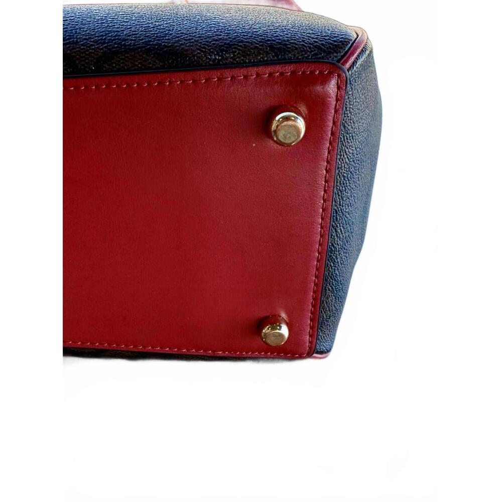 👜 Coach Rowan Satchel in Signature Canvas with Red Leather Trim NWOT - Picture 14 of 15